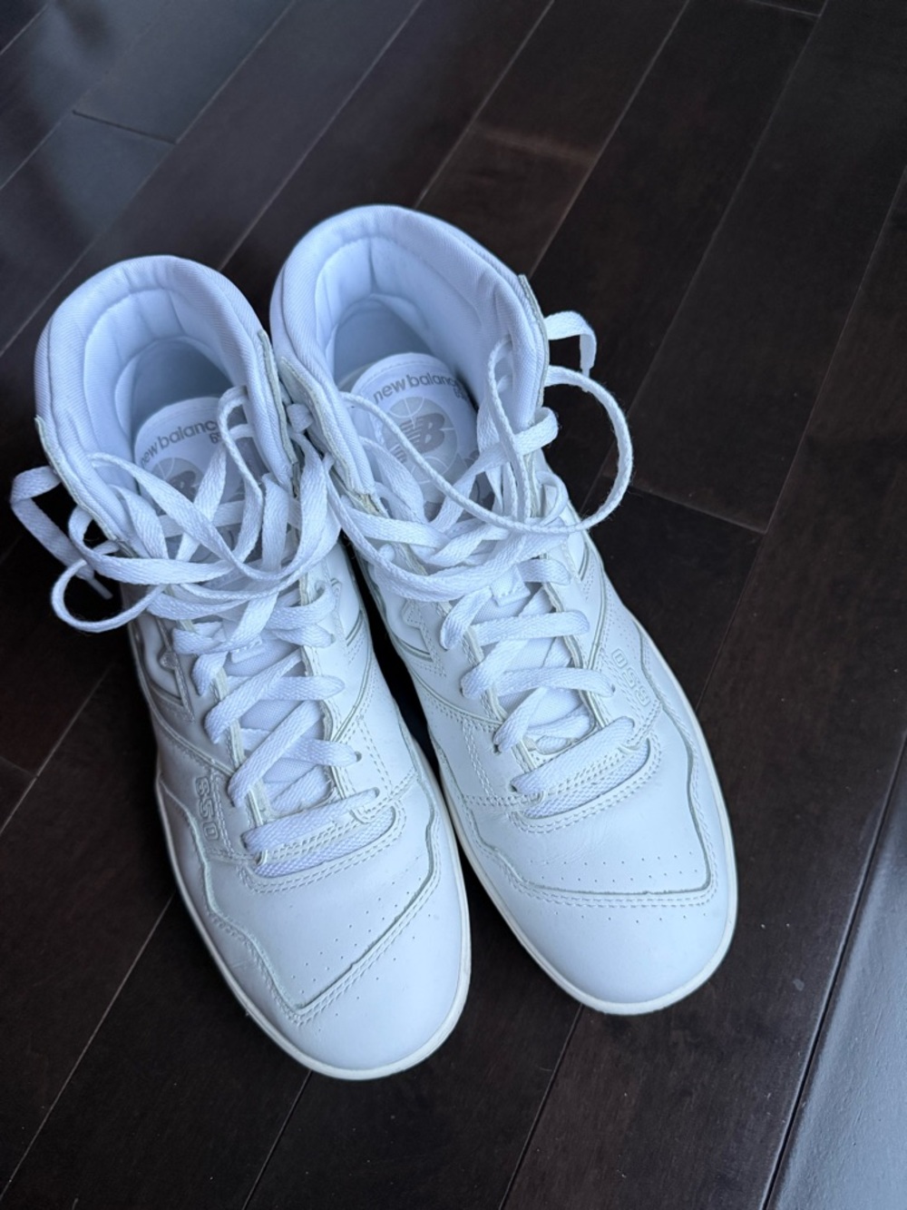 New Balance 650 White High-Top Athletic Sneakers - white leather EUC men’s 11